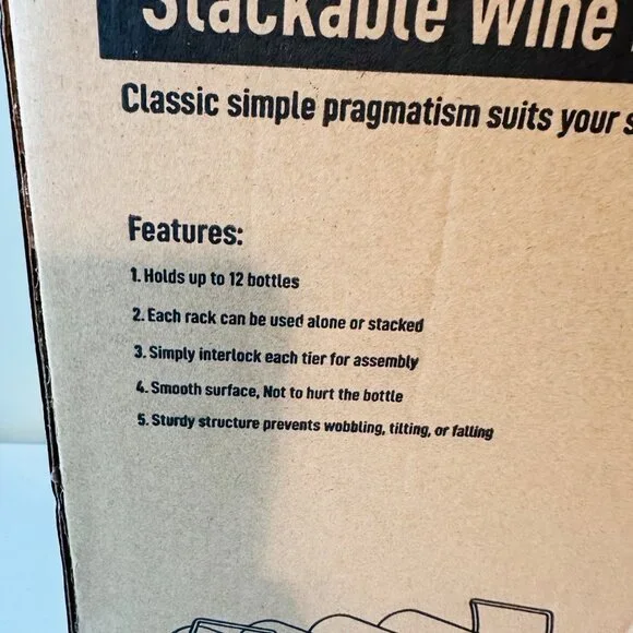 Simple Stackable 3-Tier Wine Rack Holds 12 Bottles Chrome Finish Space-Saving - Picture 7 of 9